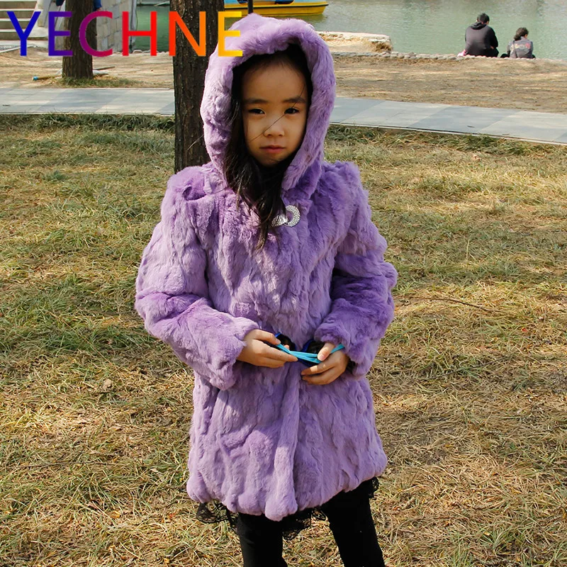 

Girl's Real Natural Rabbit Fur Coat 2019 New Children Fashion Fur Jacket Good Quality Rabbit Real Fur Coat Best Gift