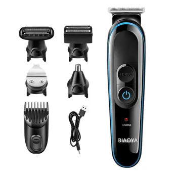 

USB USB 5 in 1 Multifunction Hair Trimmer Titanium Hair Clipper Electric Shaver Beard Trimmer Shaving Machine Cutting Men Nose