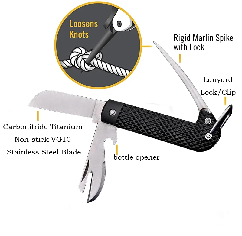 Multitool Sailor Knife With Marlin Spike Pocket Navy Survival Folding Knife Edc Portabel Tool