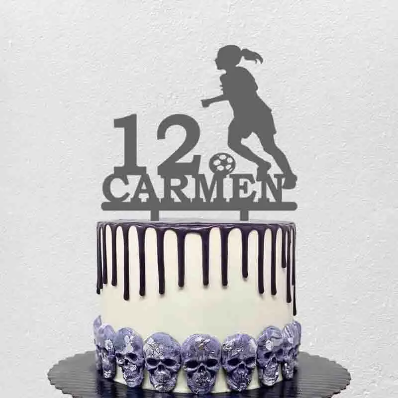 Personalized Name Age Girl Playing Football Cake Topper For Fans Birthday Party Decoration | Дом и сад