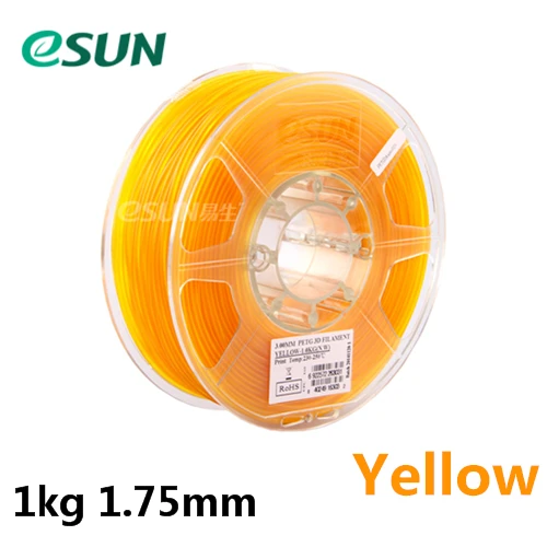 1kg YELLOW Нить для 3D принтера eSUN высшего качества, 1,75 мм, 1 кг, нить для 3d принтера PETG, 1,75 мм, материал для 3d принтера, много цветов, Отправка почтой из России - Цвет: 1kg YELLOW