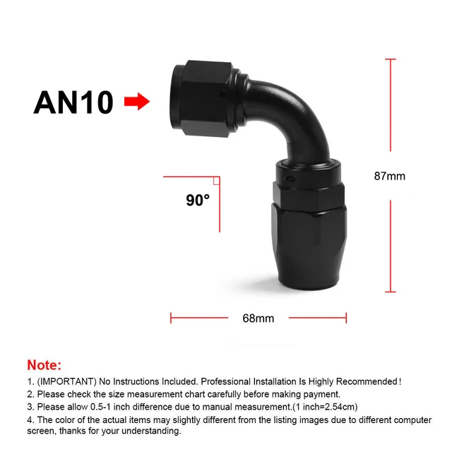 Raccordo AN90° Per Tubo Carburante Olio - In Alluminio Anodizzato Rosso/Blu, Per Alte Pressioni E Temperature - Foto 2