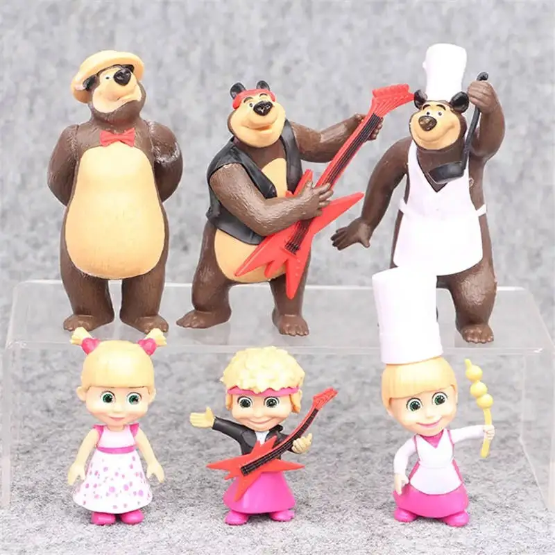 

6pcs/set Martha and the bear Martha and the misha big brown bear doll model toy
