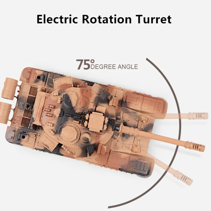 Realistic Simulation RC Battle Tank 75° Electric Rotating Turret Imitation Sound Light Anti-collision Remote Control Tank Model 5