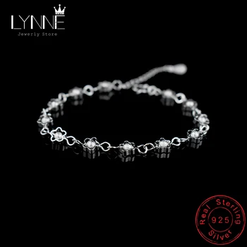 

New Fashion Lucky Hollow Flower Bracelets 925 Sterling Silver Frosted Bead Chain Plum Beaded Bracelet Women&Girl Jewelry Gift