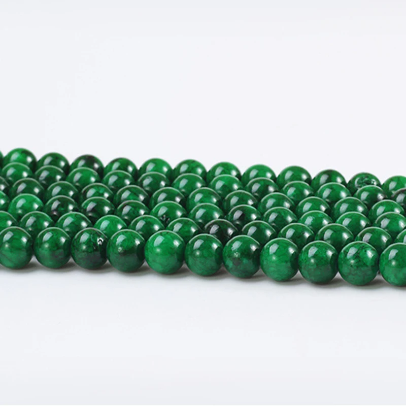 Натуральный граненый темно зеленый халцедон круглые бусины россыпью для