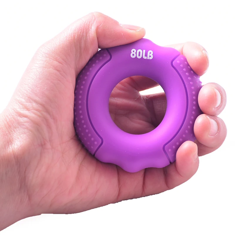 Силиконовый зажим для пальцев рука сопротивление группа зажимное кольцо носилки на запястье палец предплечья тренажер Pow Упражнение кистевой эспандер - Цвет: Фиолетовый