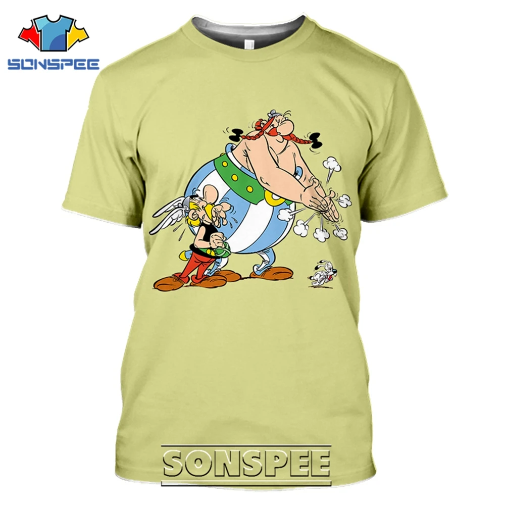 SONSPEE 3D Print Asterix And Obelix T-shirts Men Women Casual Hip Hop Short Sleeve Streetwear Vintage Cartoon Tees Tops Shirt (4)