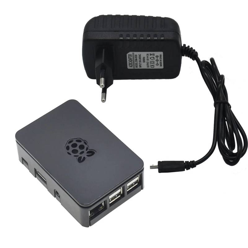 Raspberry Pi 3 Model B+(Plus)+ Abs чехол+ 5V 3A Мощность адаптер с поддержкой Wi-Fi и Bluetooth Декодер каналов кабельного телевидения штепсельная вилка европейского стандарта