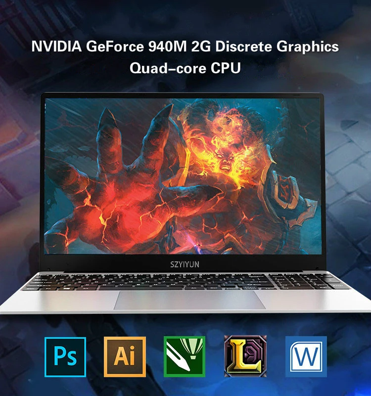 J3455 Intel Laptop 8G NVIDIA GeForce 940M 2G Discrete Graphics Quad-core Processor Ultra-thin Netbook Business Portable Notebook