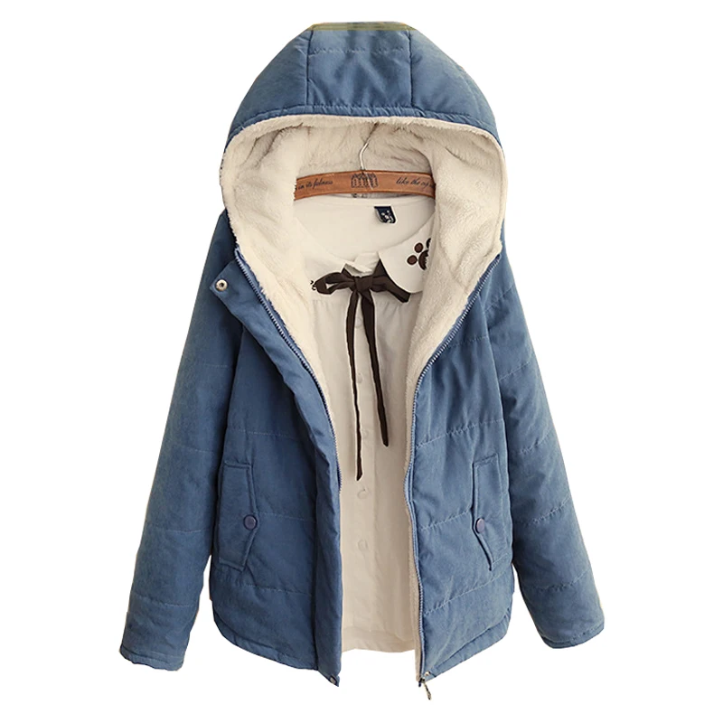 

2019 New Women Parkas Autumn Winter Cotton Warm With A Hood Parka Jacket Casual Wool Clothing Outerwear kz063