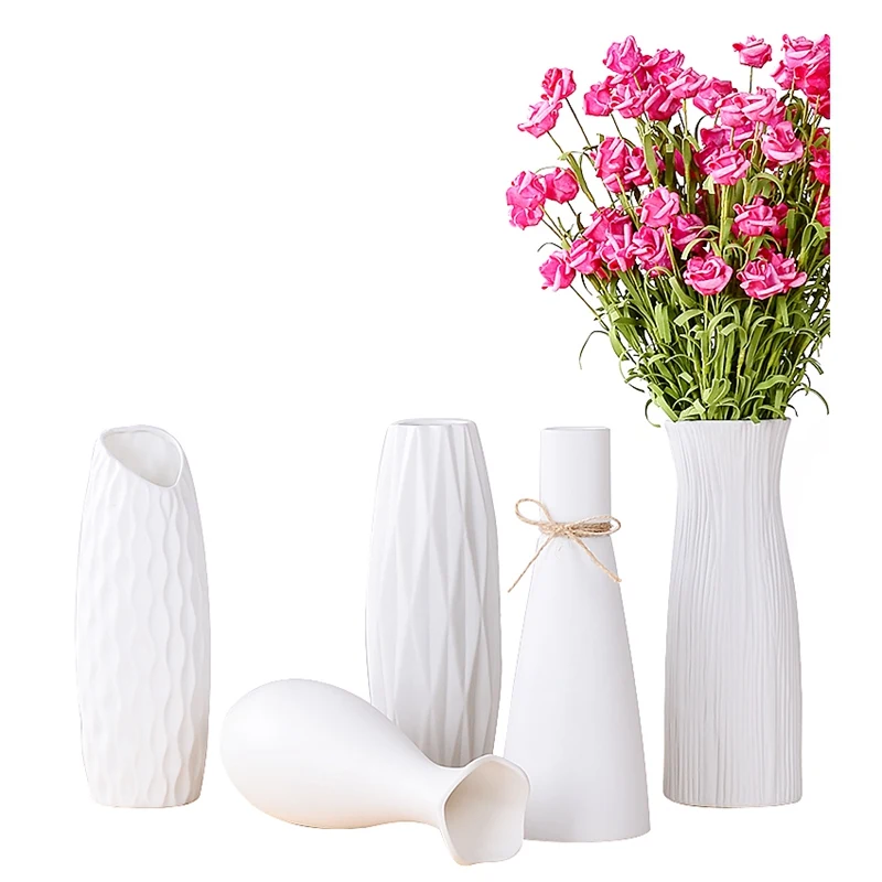 Modern Home Decor Nordic Vase Living Room Desktop Hydroponic Plant Flower Bottle Ceramic Brief Ikebana White Art Pot | Дом и сад