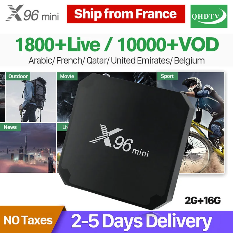 

X96 Mini France IPTV Arabic QHDTV 1 Year IPTV Android 7.1 2+16G Tunisia Algeria Belgium Netherlands French IPTV Subscription Box