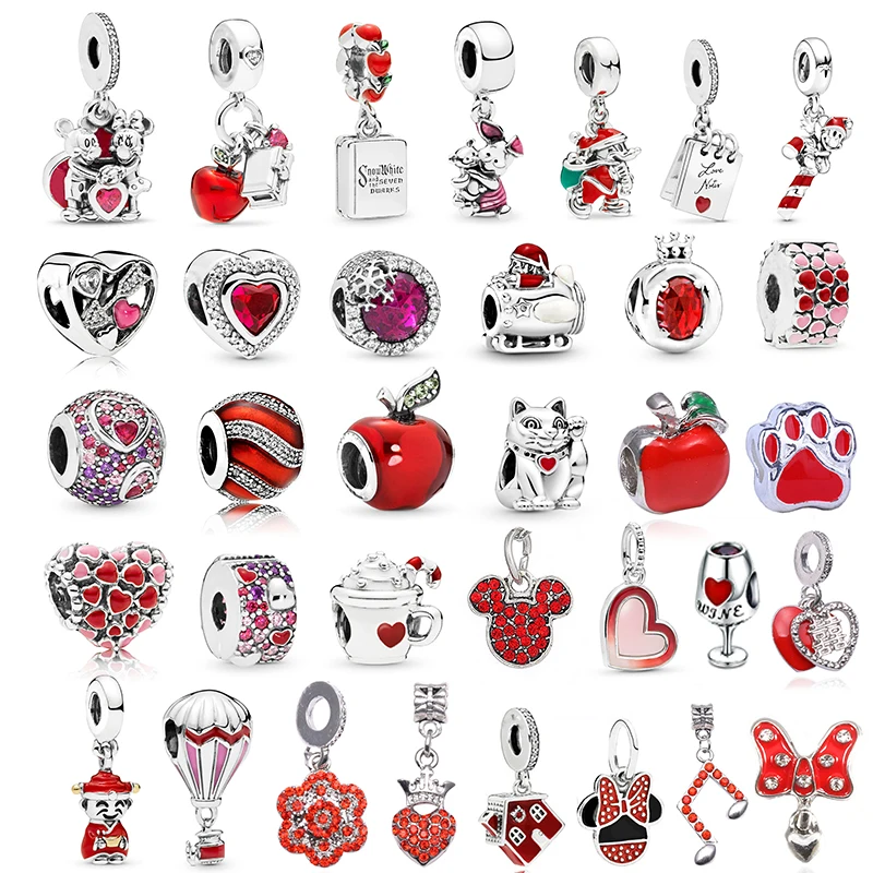 

BAOPON 2Pcs/lot Special Red Love Heart Crown Charm Beads Pendant Fits Original Pandora Charms Bracelet Women Jewelry DIY Making