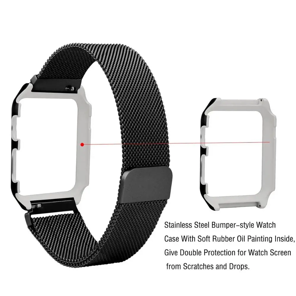 Миланский Браслет ремешок и защитный чехол петля магнитная сетка часы аксессуары для apple watch 5 ремешок 4 44 мм 40 мм ремешок из нержавеющей стали с металлическим бампером лицевой корпус совместим с для iwatch серии 3 2 1 38 мм 42 мм