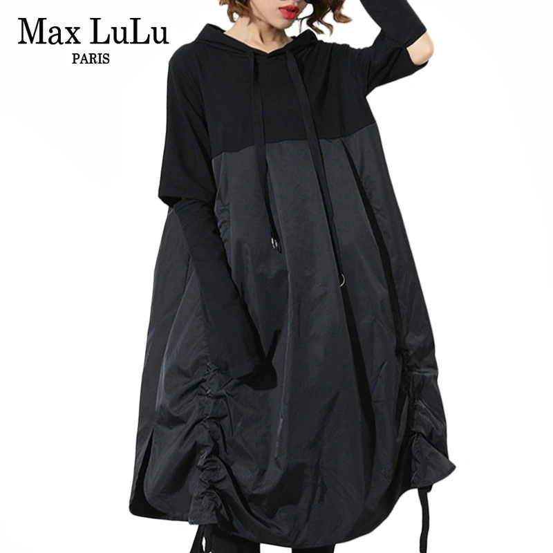 Женское платье с капюшоном Max LuLu Элегантное Длинное винтажное в стиле пэчворк