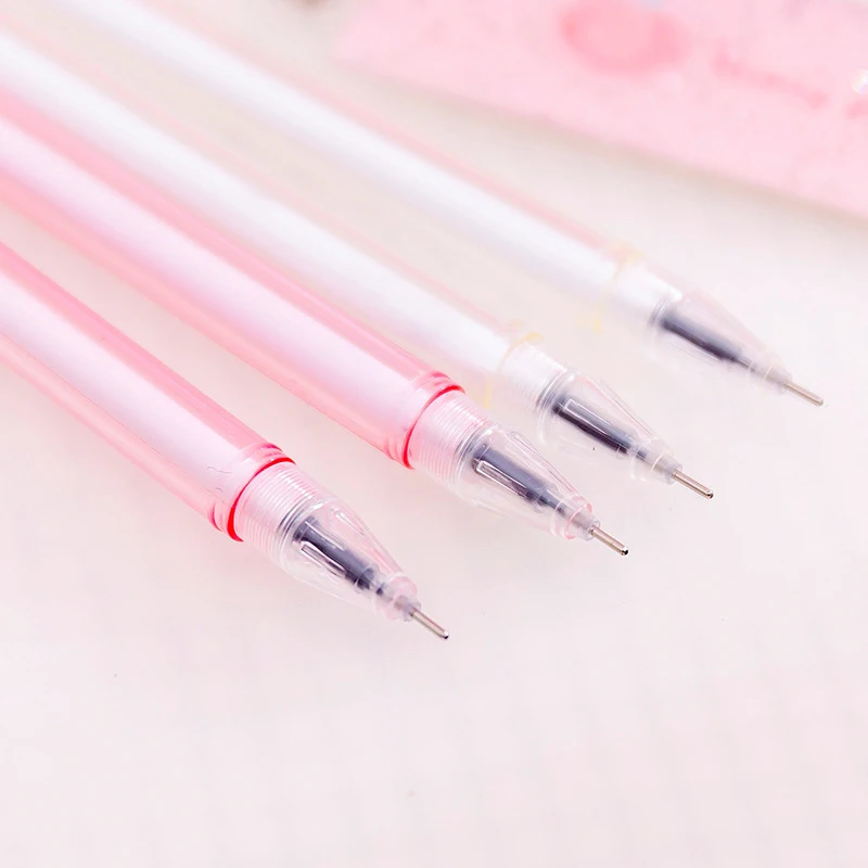Kawaii Peach Ruler Pendant Gel Pen Cute Black Ink Pens 0.38mm School Stationery 