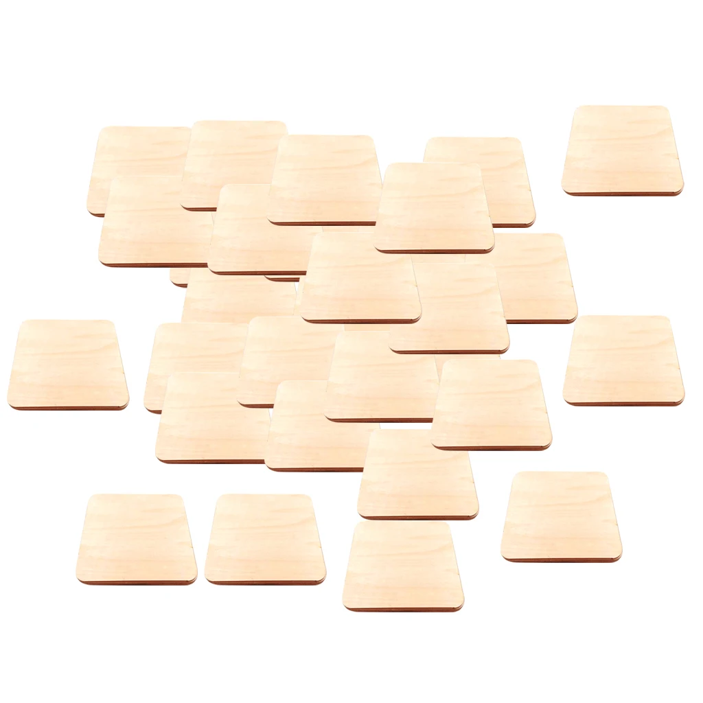 Pack of 50 Unfinished Wood Pieces, Unpainted Wood Discs , Square 1.6 X1.6 inch- DIY Crafts Pack of 50 Unfinished Wood Pieces, Unpainted Wood Discs , Square 1.6 X1.6 inch- DIY Crafts