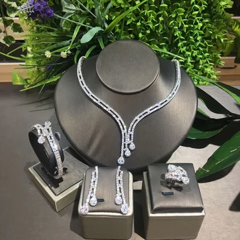 

GODKI 4pcs Bridal Zirconia Full Jewelry Sets For Women Party Luxury Dubai Nigeria CZ Crystal Wedding Jewelry Sets 2020