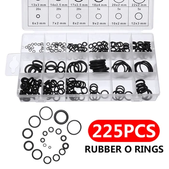 

225 pcs Rubber O Ring Multiple Sizes O-Ring Washer Seals Watertightness Assortment with Plastic Box Kit Set