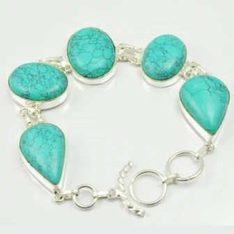 

Turquois Bracelet Silver Overlay over Copper , 22 cm, B2253