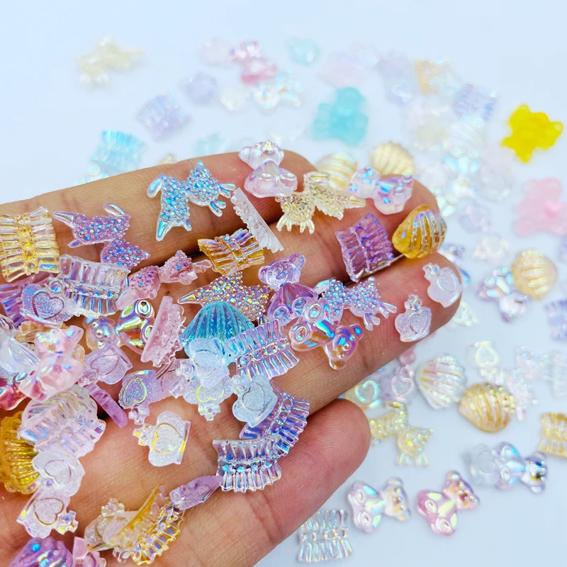 60 Pcs New Cute Cartoon Mini Blend Resin Flat Bottom Cabochons Scrapbooking DIY Jewelry Craft Nail Decoration  Accessories C36