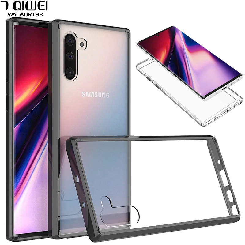 

For Samsung Note 10 Case Crystal Hybrid Bumper Clear Hard Acrylic Case For Samsung Galaxy Note 10 plus Cover Note10 10 Pro capa