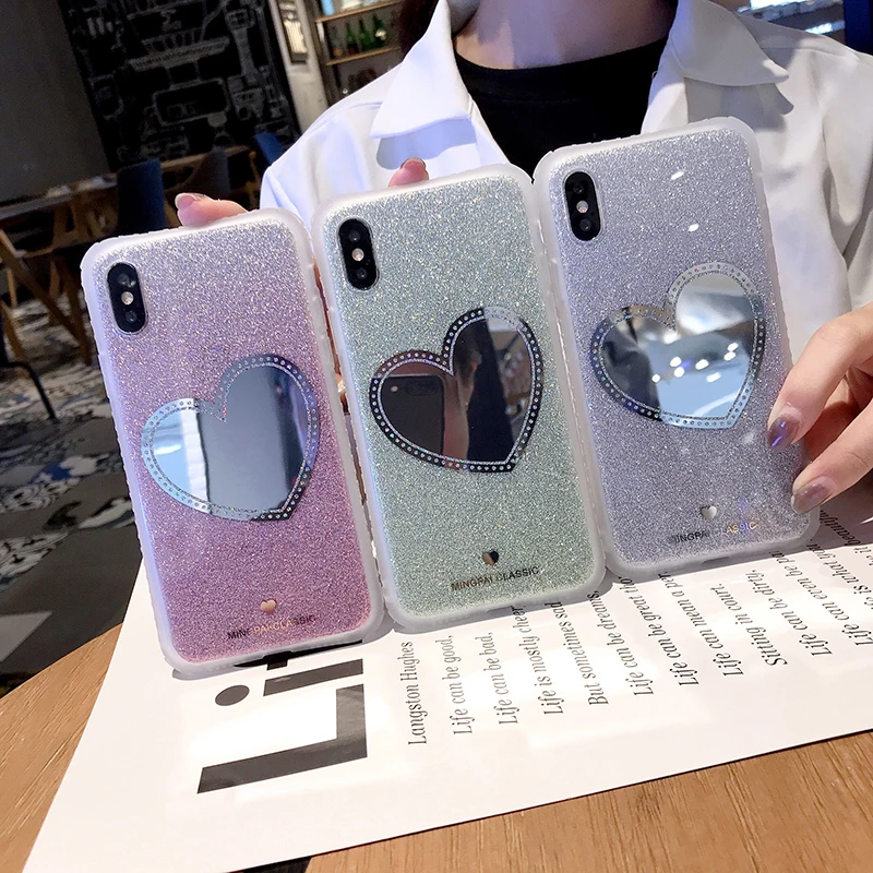 

VZD Fashion Glitter makeup Mirror Goddess girl phone case for apple iphone 7 8 6s Plus X Xr XS Max Diamond crystal cover