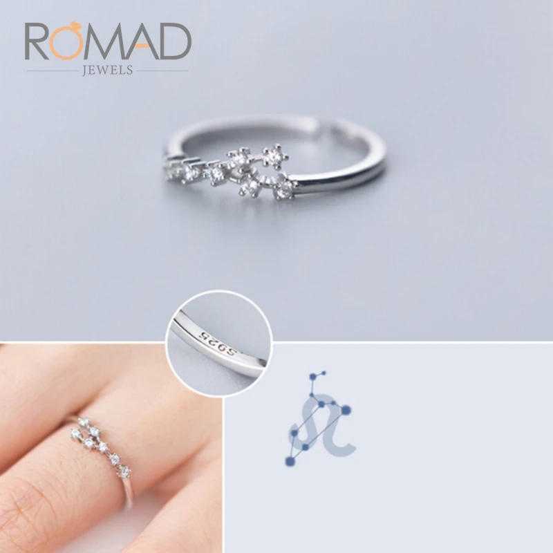 Leo Romad 12 Созвездие Открытое кольцо S925 Серебряное кольцо 12 одиночное кольцо для драгоценного подарка - Цвет основного камня: Leo