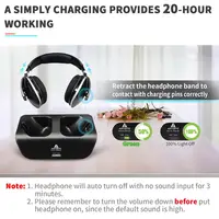 Bezprzewodowy telewizor słuchawki, Artiste ADH300 2.4GHz cyfrowe słuchawki Stereo do telewizora 100ft odległość nadajnik stacja do ładowania 5