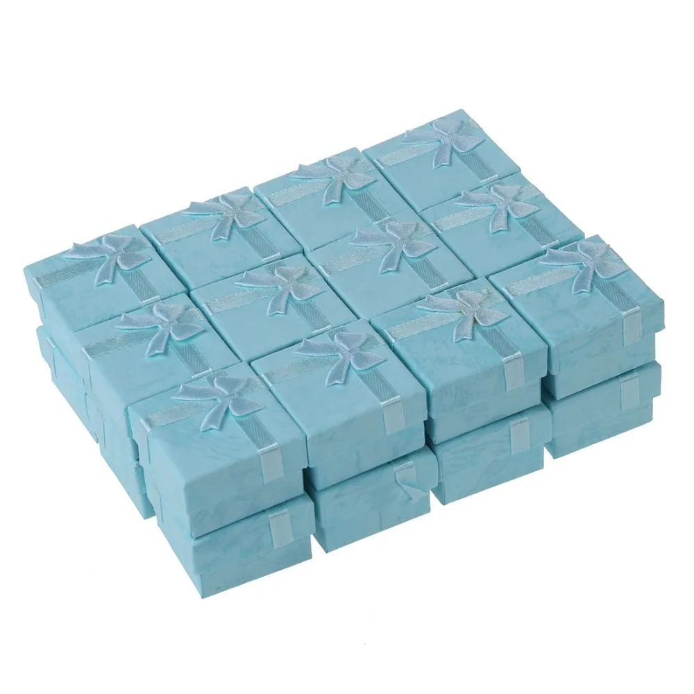 

24 Pcs Ring Earring Jewelry Display Gift Boxes 10 Color Paper Bowknot Square Carrying Case porta joias organizador de bijuterias