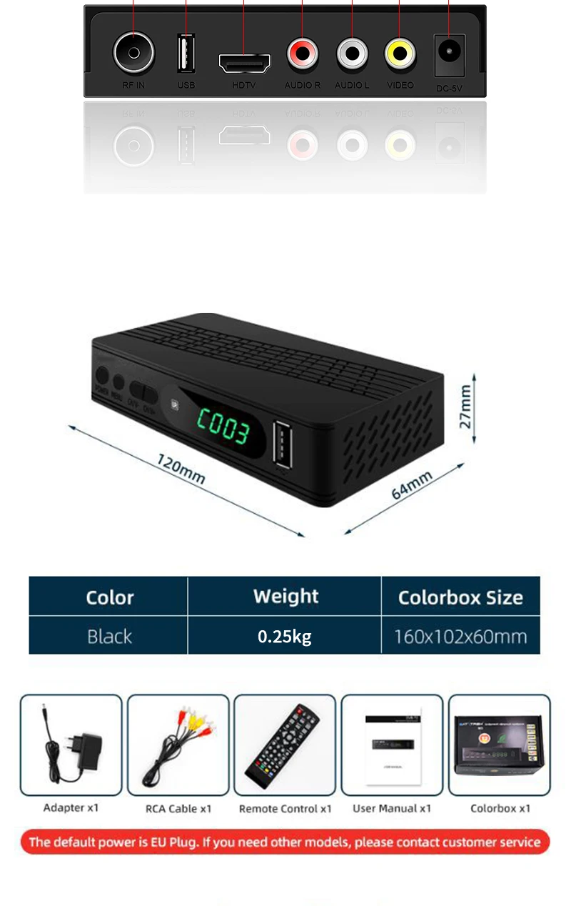 DVB-T2/комплект dvb-t-top Box для цифрового ТВ-тюнера TDT DVBT2 tv Receptor Receiver FTA DVB T2 DVB-C H.264 1080P IP tv USB Wifi VHF/UFH