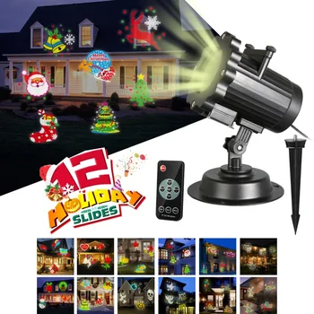

12 Switchable Slides Laser Projector LED Party Anime Pattern Projector Lamp for Christmas Halloween KTV Lights IP65 Waterproof