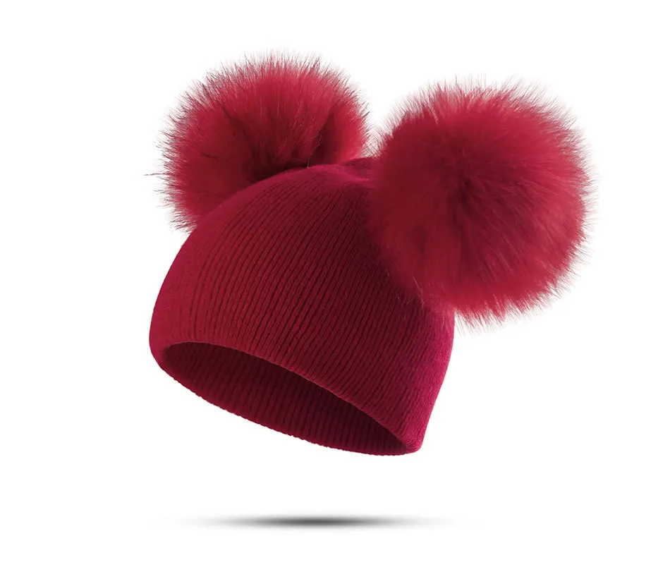 Children's Winter Knitted Hat Oversized Double Ball Wool Baby Meticulous Head Warm | Красота и здоровье
