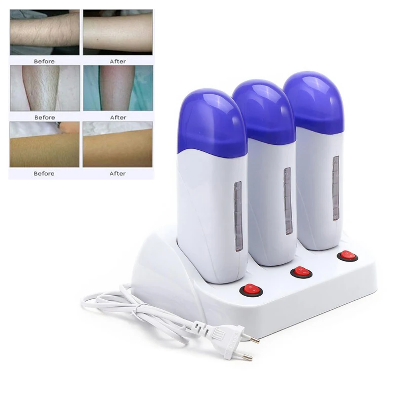 Triple Epilator Cartridge Wax Depilatory Roller Wax Warmer Heater Waxing Body Painless Hair Removal Machine For Depilation
