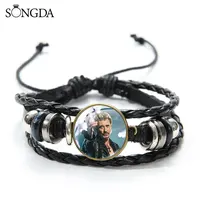 Rock Star Johnny Hallyday braccialetti Souvenir artigianato Punk braccialetti in pelle nera gioielli per uomo donna regali da concerto