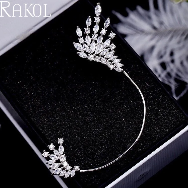RAKOL Западные Преувеличенные длинные серьги-клипсы с кубическим цирконием, вечерние аксессуары для женского платья, персонализированные ювелирные изделия