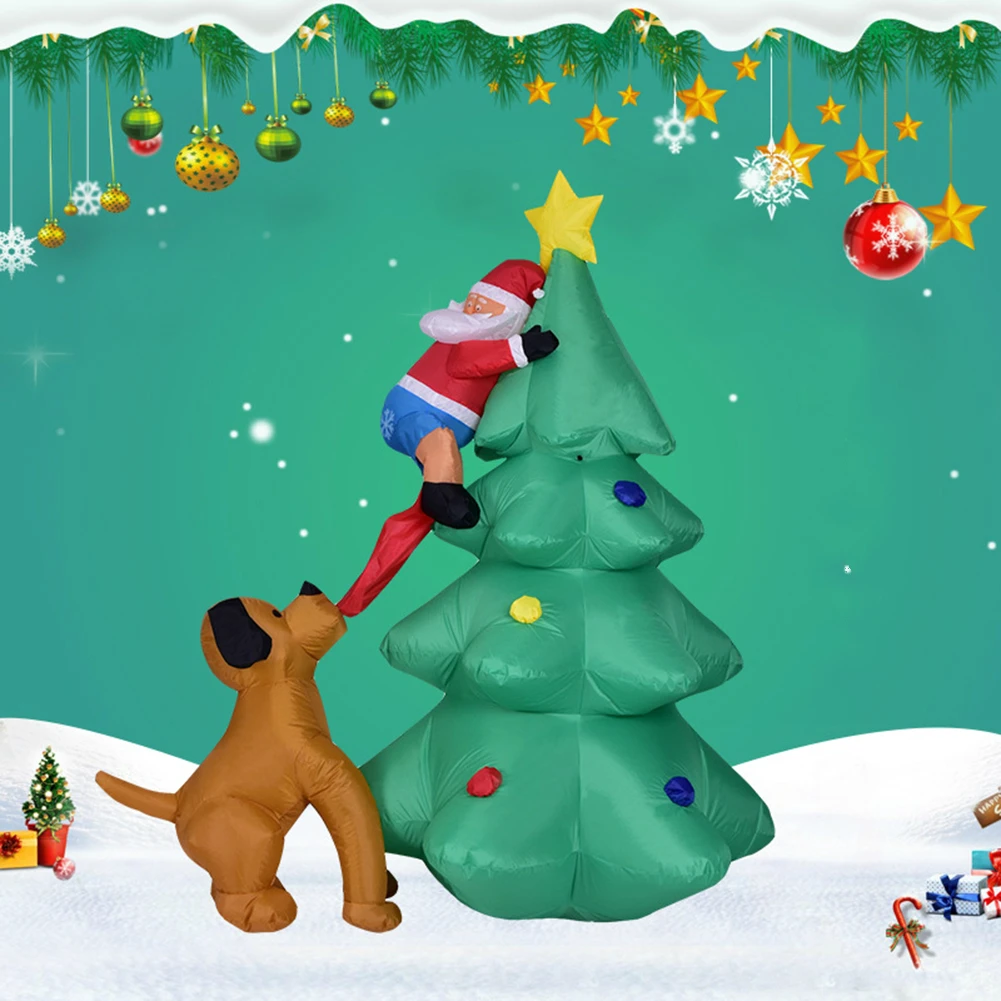 

Giant Inflatable LED Christmas Santa Claus Climbing on Christmas Tree Garden Holiday Decorations with Blower