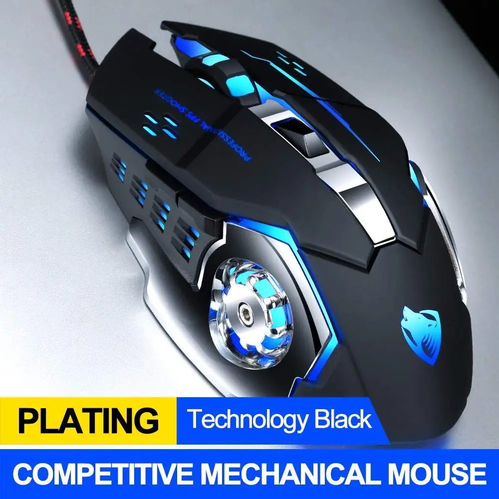 Новая Проводная игровая мышь для T-WOLF V6 [3200 dpi] [дыхательный светильник] USB компьютерные мыши RGB игровая мышь для ПК 6 кнопок для ПК