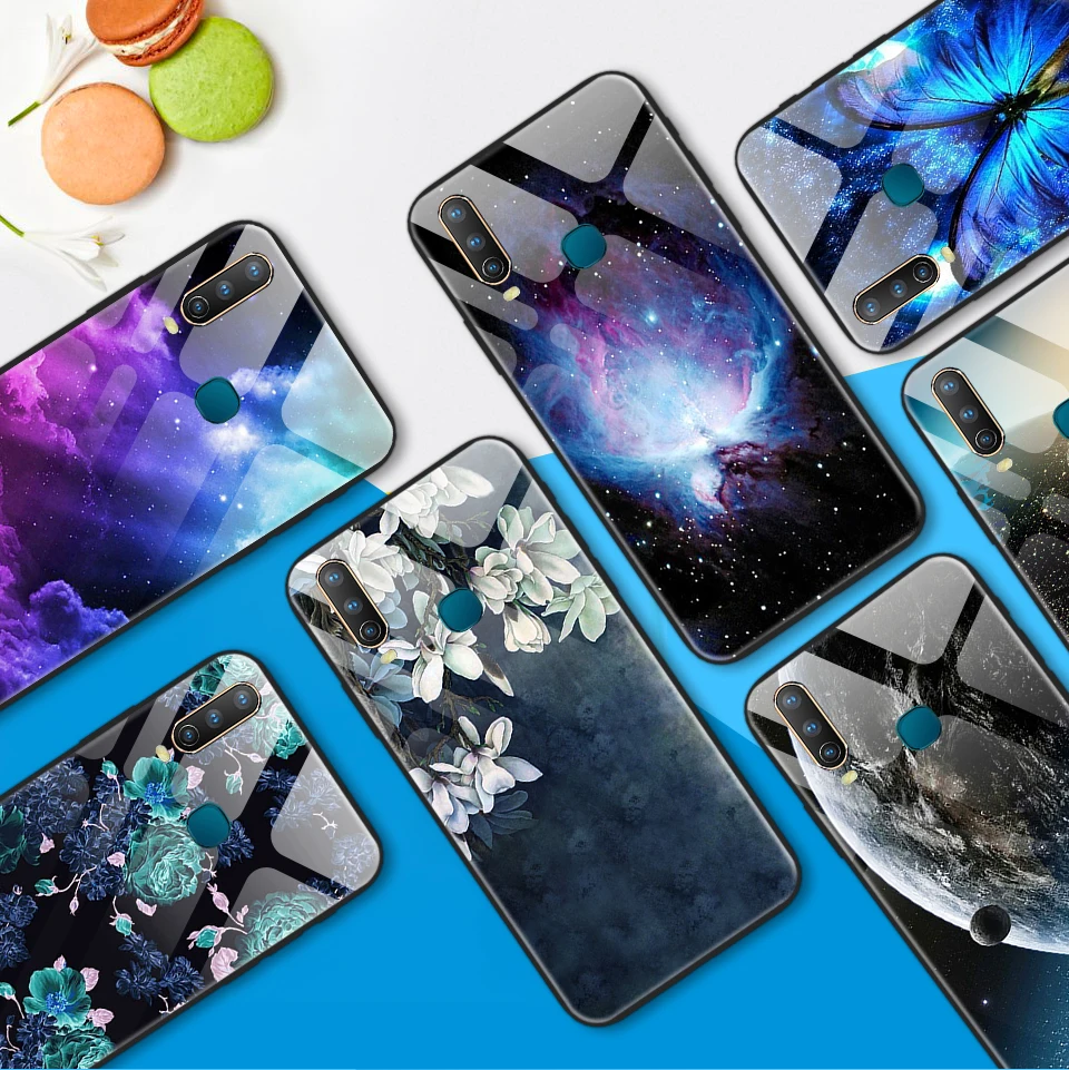 ДЛЯ vivo Y3 противоударный Закаленное Стекло Крышка для vivo Y71 Y83 Edge ЧЕХОЛ ДЛЯ vivo Y93 Y97 противоударный силиконовый узор Звездная оболочка