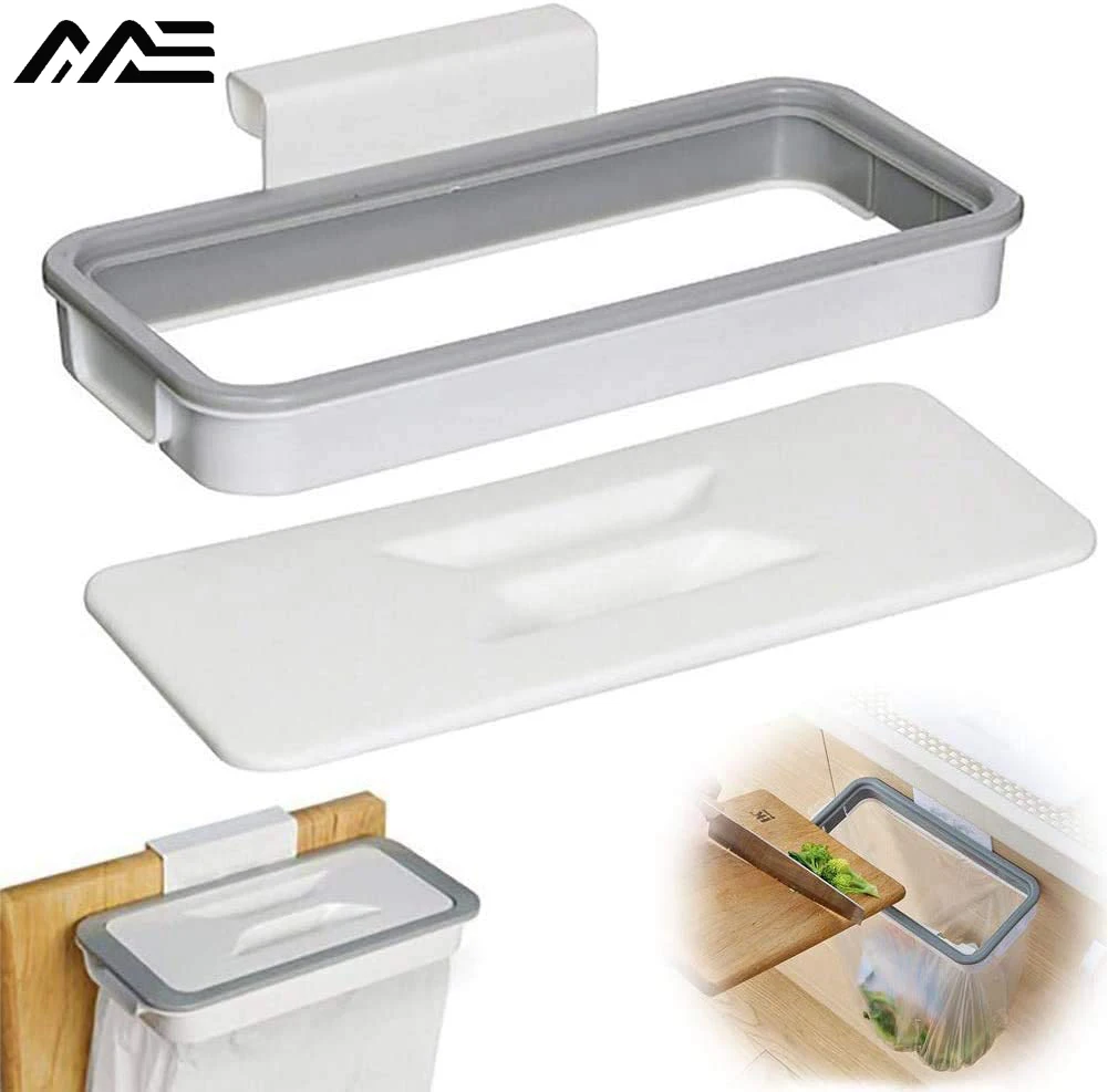 Kitchen Cabinet Door Trash Rack Hanging Storage Rack Trash Bag Hanger Kitchen Trash Can Plastic Bag Holder Storage Bag kitchen