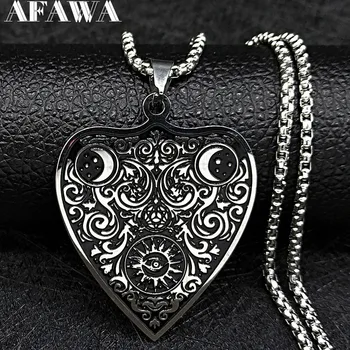 2020 Sun Moon Witchcraft Divination Stainless Steel Necklace Women/Men Black Color Chain Necklace Jewelry colgante N19835
