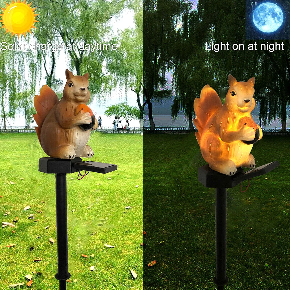

Animal Ground Insert Waterproof Solar Light Squirrel Shaped Outdoor Cartoon Led Bright Yard Landscape Garden Decor Cute Pathway
