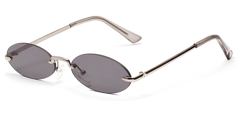 silver with black Peekaboo мужские безрамные солнцезащитные очки овальные женские металлические маленькие круглые солнцезащитные очки мужские ретро прозрачный цвет зеленый желтый - Цвет линз: silver with black
