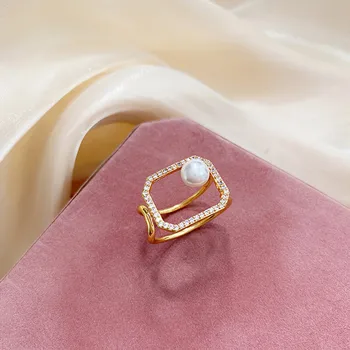

Korean Original Design Simple Geometric Pearl Gold Rings for Woman Fashion Knuckle Ring Female Party Jewelry Anniversary Gifts