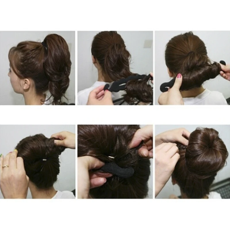 New 4Pcs/Set Hair Donut Women Magic Foam Sponges Styling Hair Clip Device Donut Messy Bun Hairs Clips Tools