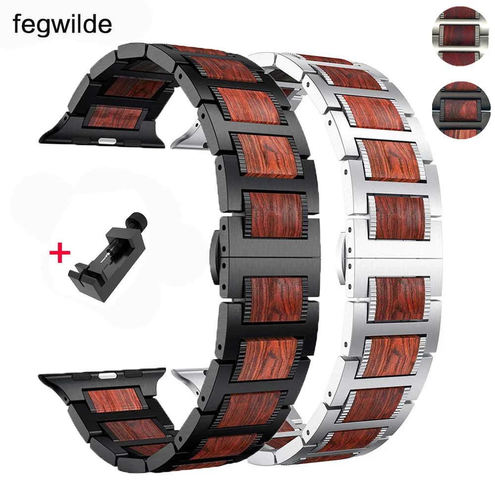 Ремешок для Apple watch band 44 мм 40 iWatch series 6 5 4 42 38 из натурального красного сандалового