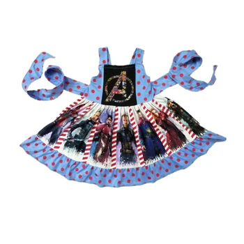 

Twirl panel dress for baby girl with Cartoon heroes print girl princess dress sleeveless A print baby girl boutique dress