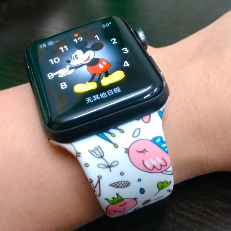 Strap for Apple watch band 42mm 38mm iwatch correa 44mm 40mm 5 4 3 2 pattern sport silicone bracelet accessories | Наручные часы