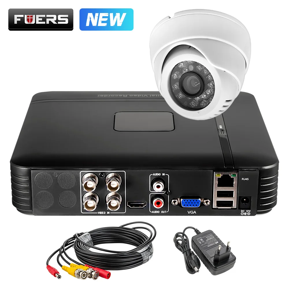 kit1 FUERS 4CH CCTV система 720p камера безопасности в помещении DVR комплект День/Ночь домашняя система видеонаблюдения 1 ТБ 2 ТБ жесткий диск 24LED светильник - Цвет: kit1